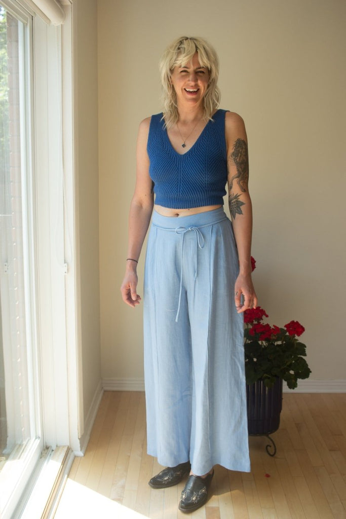 Eliza Faulkner Romy Pant (Blue Linen) - Victoire BoutiqueEliza FaulknerBottoms Ottawa Boutique Shopping Clothing