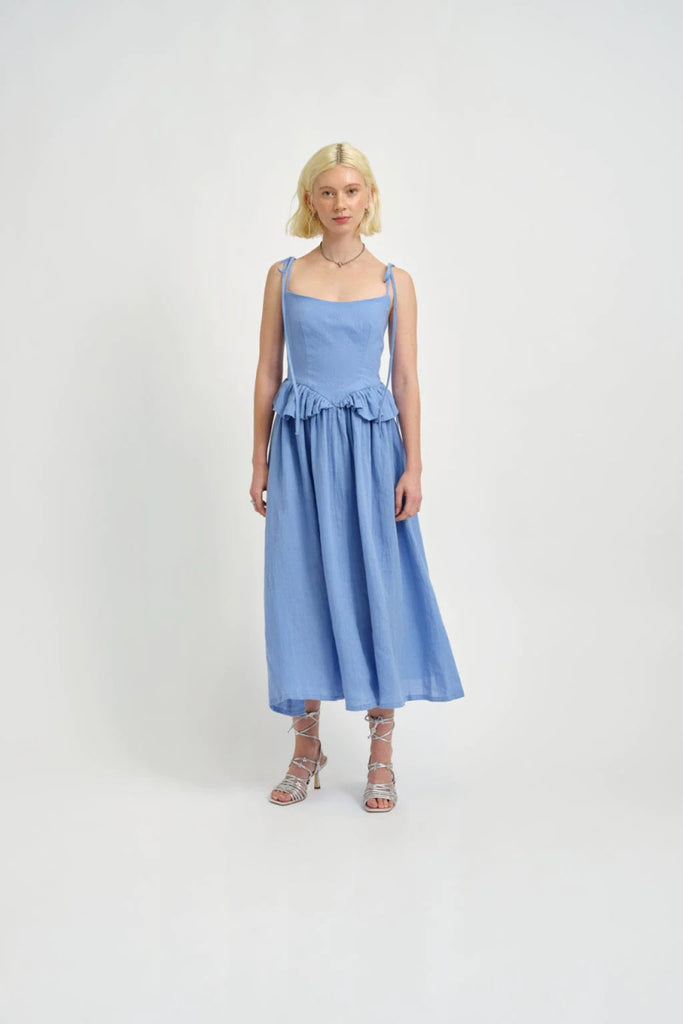 Eliza Faulkner Tessa Dress (Blue Linen) - Victoire BoutiqueEliza FaulknerDresses Ottawa Boutique Shopping Clothing