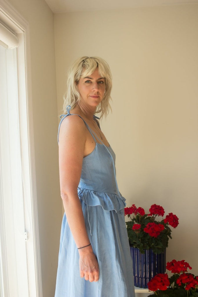 Eliza Faulkner Tessa Dress (Blue Linen) - Victoire BoutiqueEliza FaulknerDresses Ottawa Boutique Shopping Clothing