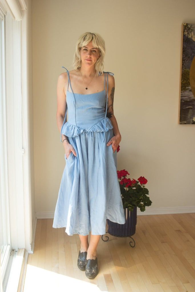 Eliza Faulkner Tessa Dress (Blue Linen) - Victoire BoutiqueEliza FaulknerDresses Ottawa Boutique Shopping Clothing