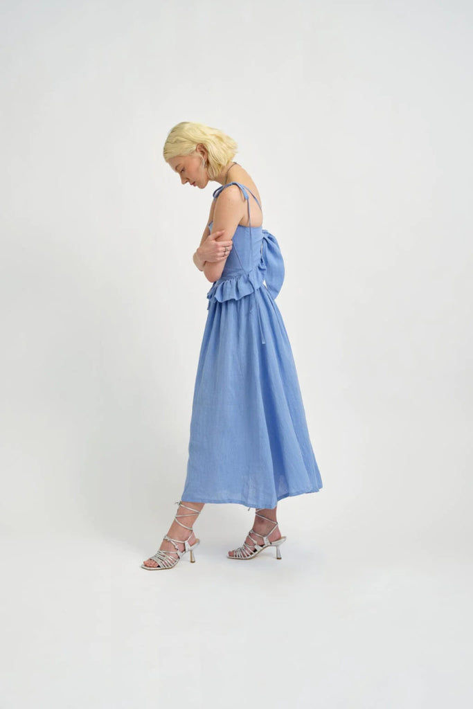 Eliza Faulkner Tessa Dress (Blue Linen) - Victoire BoutiqueEliza FaulknerDresses Ottawa Boutique Shopping Clothing