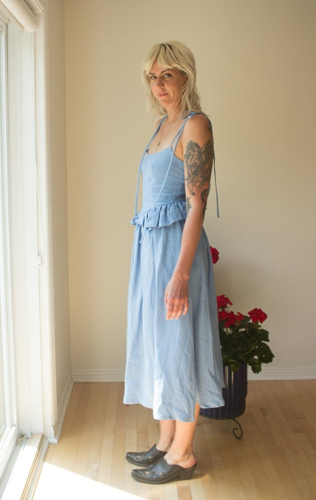 Eliza Faulkner Tessa Dress (Blue Linen) - Victoire BoutiqueEliza FaulknerDresses Ottawa Boutique Shopping Clothing