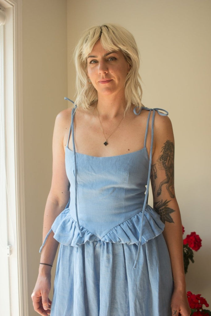 Eliza Faulkner Tessa Dress (Blue Linen) - Victoire BoutiqueEliza FaulknerDresses Ottawa Boutique Shopping Clothing