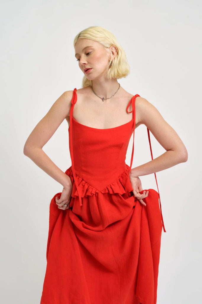 Eliza Faulkner Tessa Dress (Red Linen) - Victoire BoutiqueEliza FaulknerDresses Ottawa Boutique Shopping Clothing