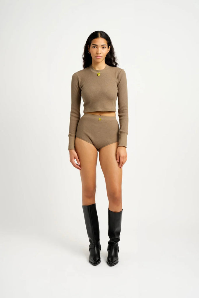 Eliza Faulkner Yuri Waffle Top - Olive (Online Exclusive) - Victoire BoutiqueEliza FaulknerLingerie Ottawa Boutique Shopping Clothing