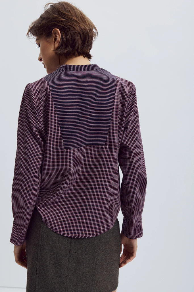 Eve Gravel Adeona Blouse - Navy/Burgundy (Pre - Order) - Victoire BoutiqueEve GravelShirts & Tops Ottawa Boutique Shopping Clothing