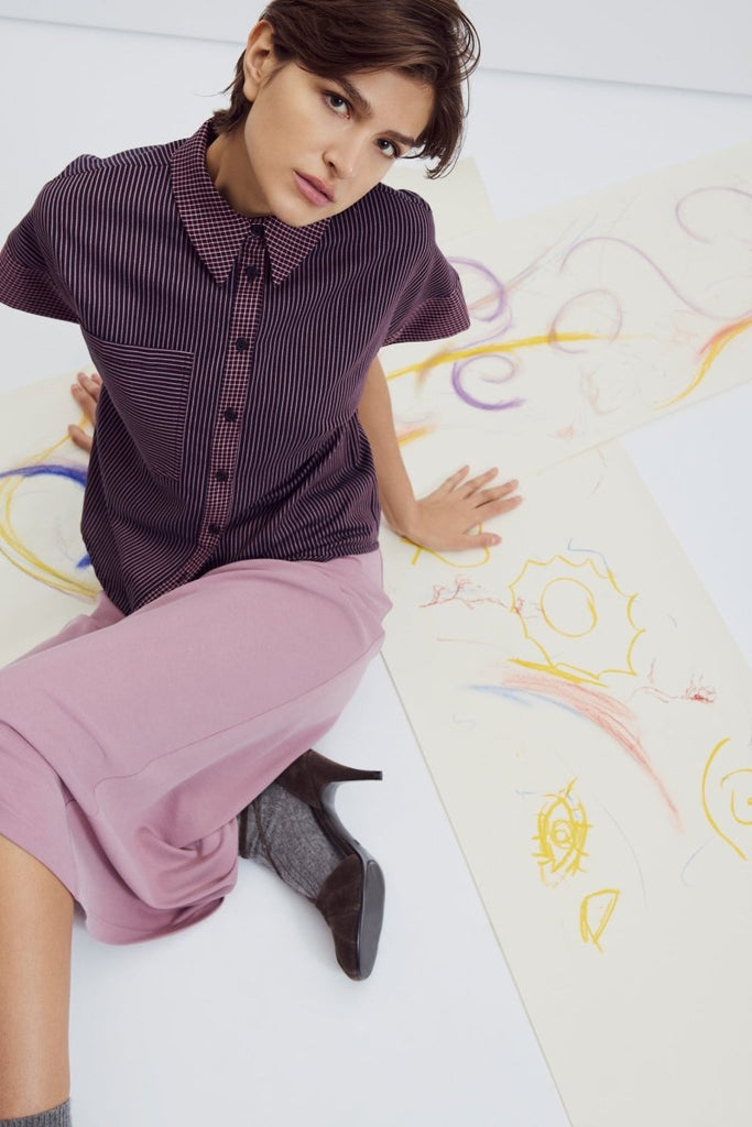 Eve Gravel Apoline Shirt - Navy/Burgundy (Pre - Order) - Victoire BoutiqueEve GravelShirts & Tops Ottawa Boutique Shopping Clothing