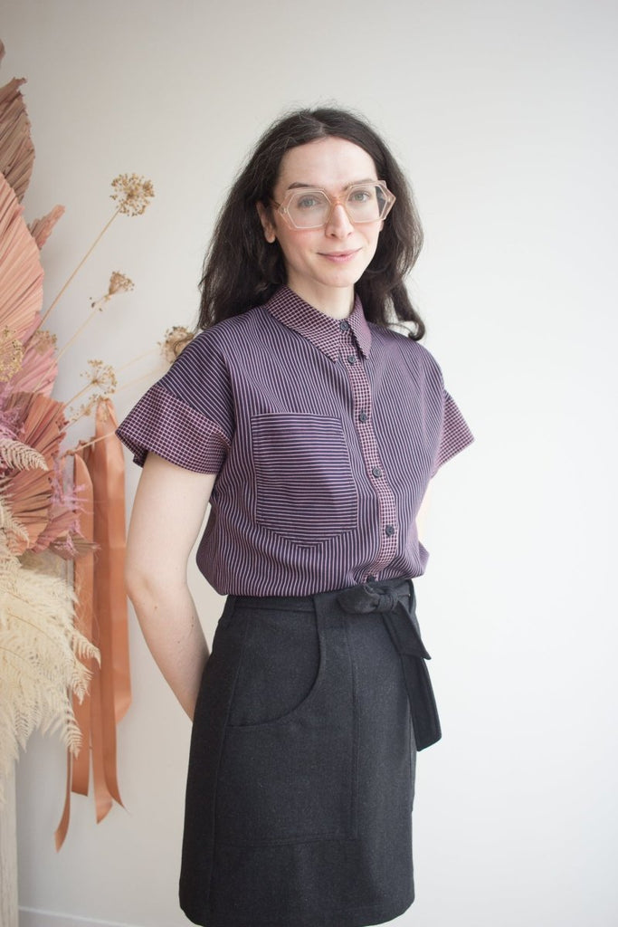 Eve Gravel Apoline Shirt - Navy/Burgundy (Pre - Order) - Victoire BoutiqueEve GravelShirts & Tops Ottawa Boutique Shopping Clothing