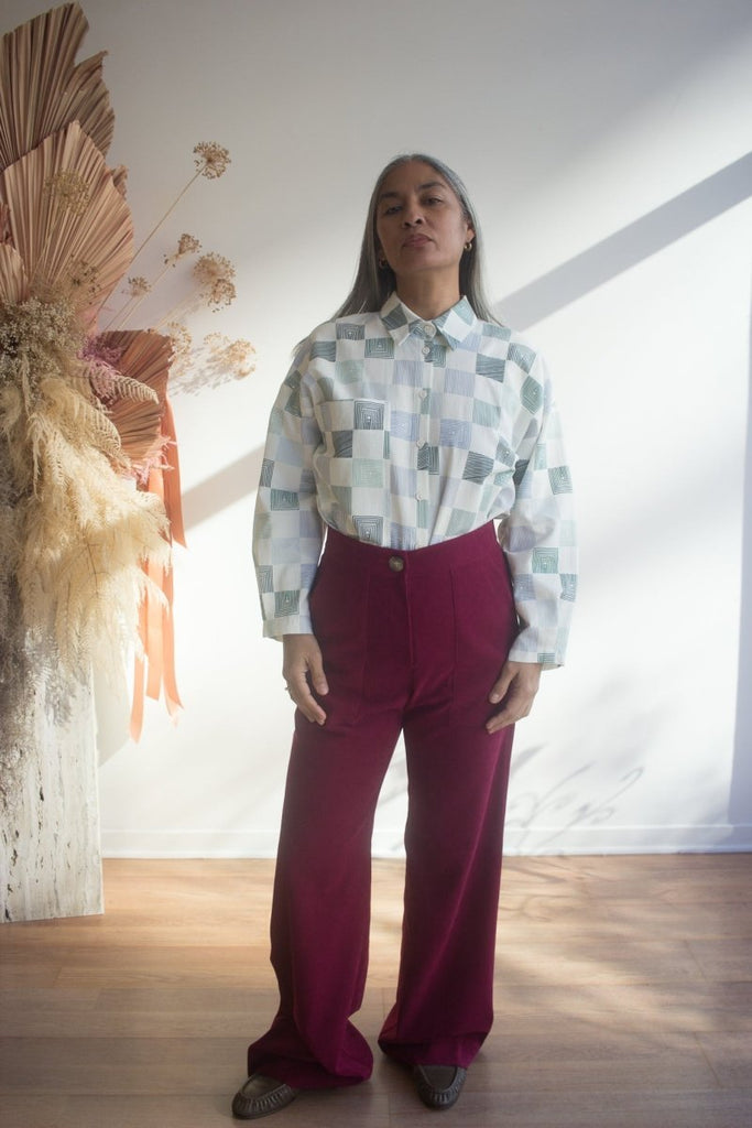 Eve Gravel Celeste Top - Chess Lines (In - Store) - Victoire BoutiqueEve GravelShirts & Tops Ottawa Boutique Shopping Clothing