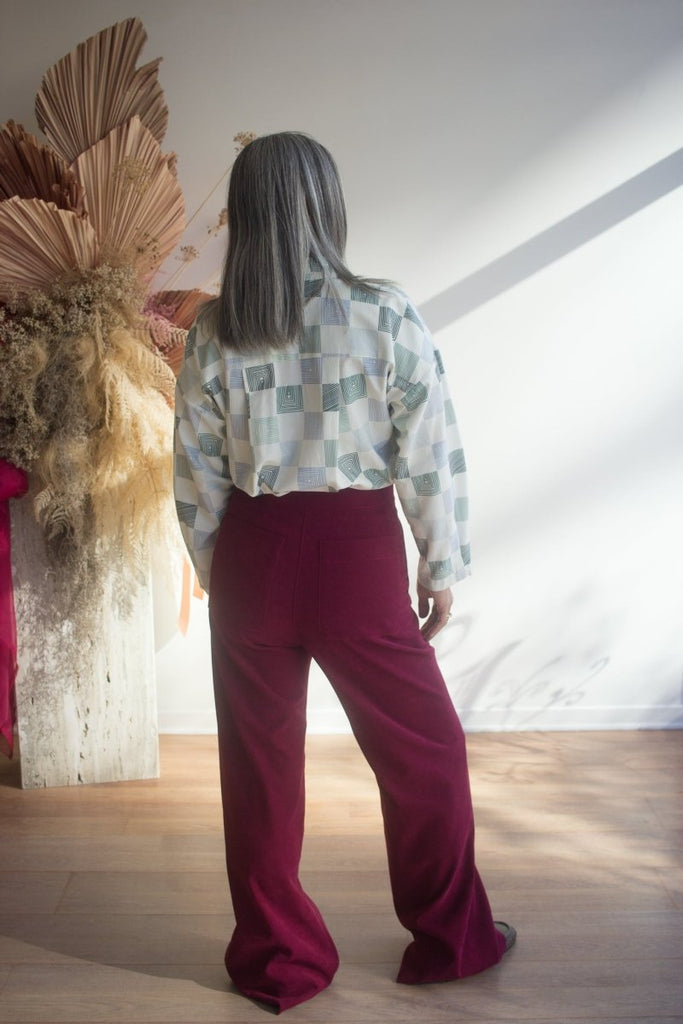 Eve Gravel Celeste Top - Chess Lines (In - Store) - Victoire BoutiqueEve GravelShirts & Tops Ottawa Boutique Shopping Clothing