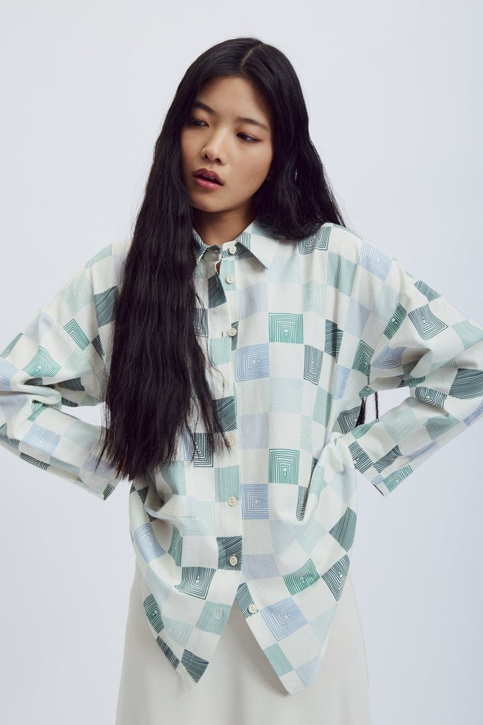 Eve Gravel Celeste Top - Chess Lines or Earth (Pre - Order) - Victoire BoutiqueEve GravelShirts & Tops Ottawa Boutique Shopping Clothing