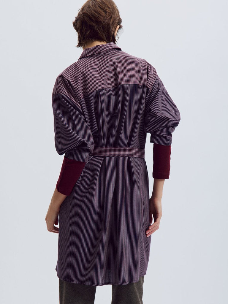 Eve Gravel Damia Shirt Dress - Navy/Burgundy (Online Exclusive) - Victoire BoutiqueEve GravelDresses Ottawa Boutique Shopping Clothing