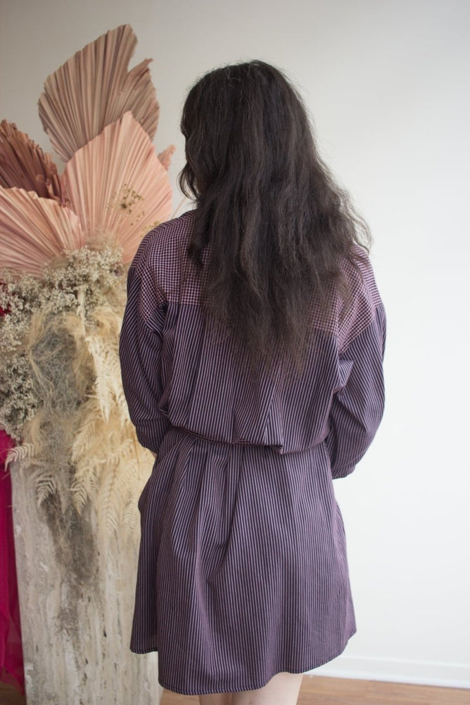 Eve Gravel Damia Shirt Dress - Navy/Burgundy (Online Exclusive) - Victoire BoutiqueEve GravelDresses Ottawa Boutique Shopping Clothing