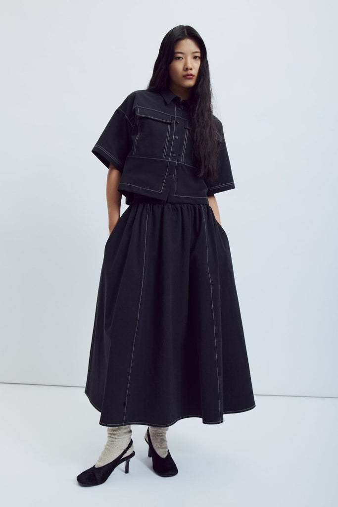 Eve Gravel Jeanne Skirt - Navy or Black (Online Exclusive) - Victoire BoutiqueEve GravelSkirts Ottawa Boutique Shopping Clothing