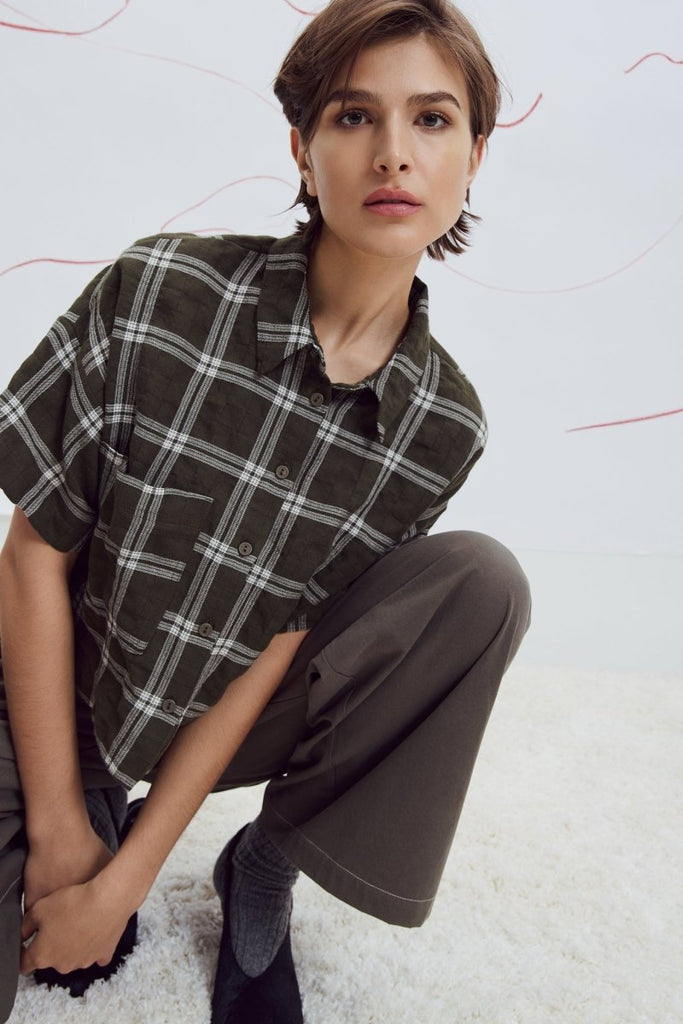 Eve Gravel Jetta Top - Khaki/Cream or Navy/Cream (Pre - Order) - Victoire BoutiqueEve GravelShirts & Tops Ottawa Boutique Shopping Clothing