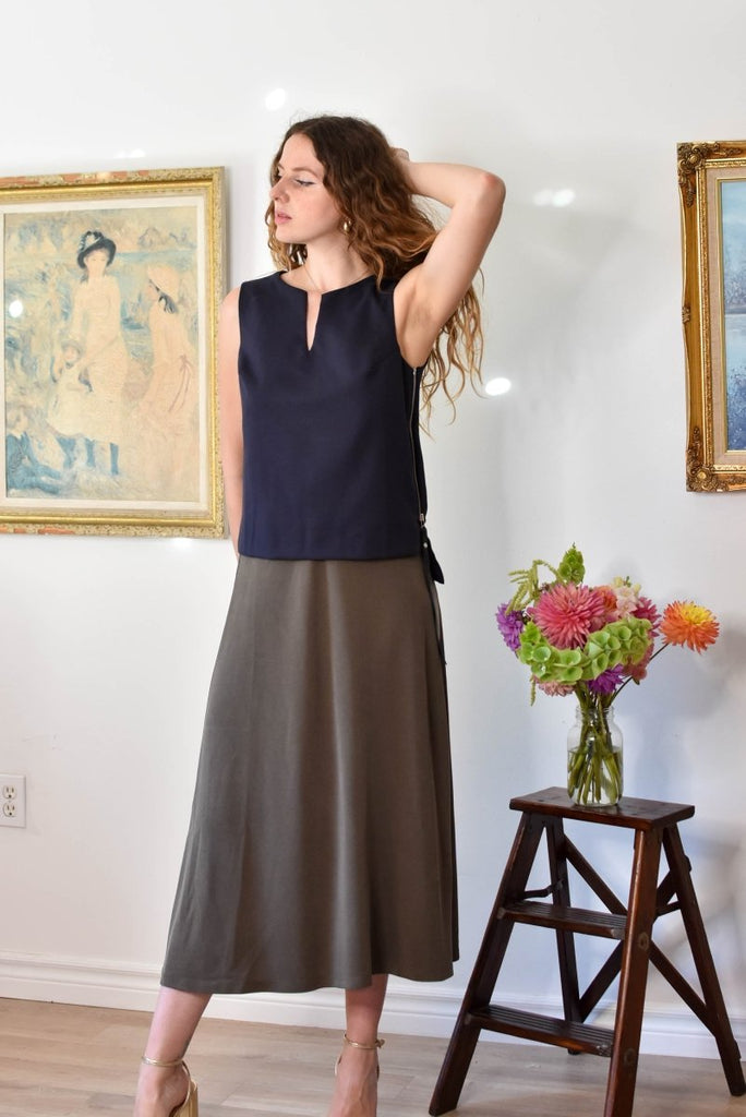 Eve Gravel Joan Skirt - Khaki (In - Store) - Victoire BoutiqueEve GravelSkirts Ottawa Boutique Shopping Clothing