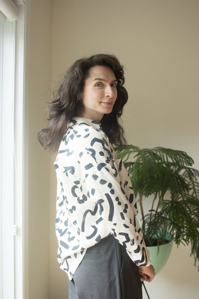 Eve Gravel Kalena Shirt - Cream & Black (In - Store) - Victoire BoutiqueEve GravelTops Ottawa Boutique Shopping Clothing