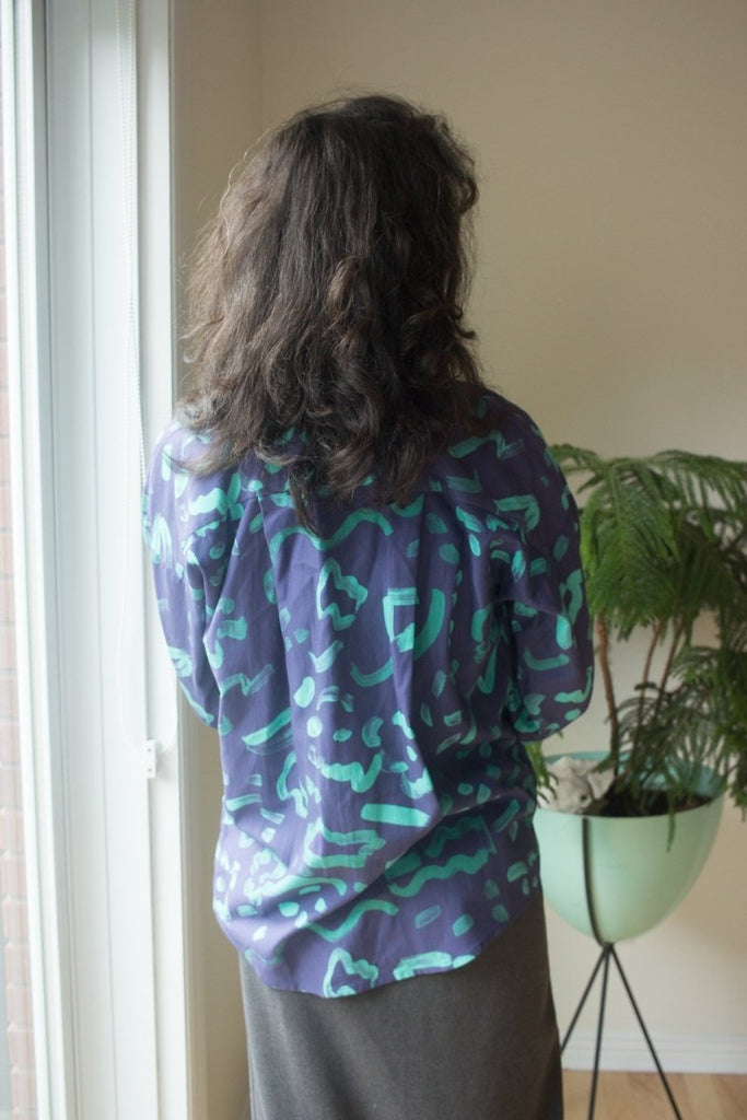 Eve Gravel Kalena Shirt - Navy & Turquoise (In - Store) - Victoire BoutiqueEve GravelTops Ottawa Boutique Shopping Clothing