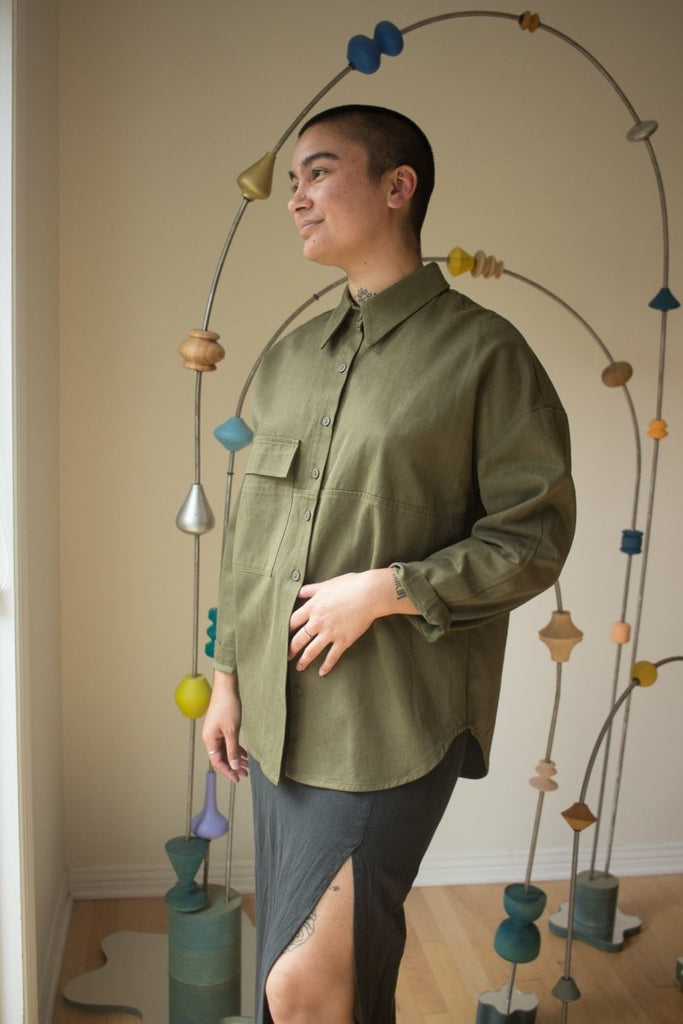 Eve Gravel Kita Shirt - Khaki (In Store) - Victoire BoutiqueEve GravelTops Ottawa Boutique Shopping Clothing