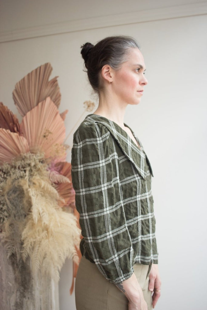 Eve Gravel Lucila Top - Khaki/Cream or Navy/Cream (Pre - Order) - Victoire BoutiqueEve GravelShirts & Tops Ottawa Boutique Shopping Clothing