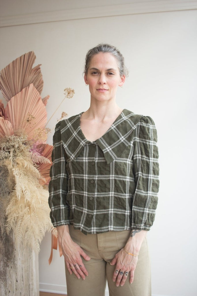 Eve Gravel Lucila Top - Khaki/Cream or Navy/Cream (Pre - Order) - Victoire BoutiqueEve GravelShirts & Tops Ottawa Boutique Shopping Clothing