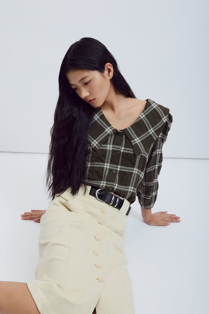 Eve Gravel Lucila Top - Khaki/Cream or Navy/Cream (Pre - Order) - Victoire BoutiqueEve GravelShirts & Tops Ottawa Boutique Shopping Clothing