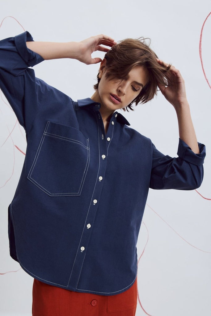Eve Gravel Malabou Shirt - Marine (In Store) - Victoire BoutiqueEve GravelShirts & Tops Ottawa Boutique Shopping Clothing