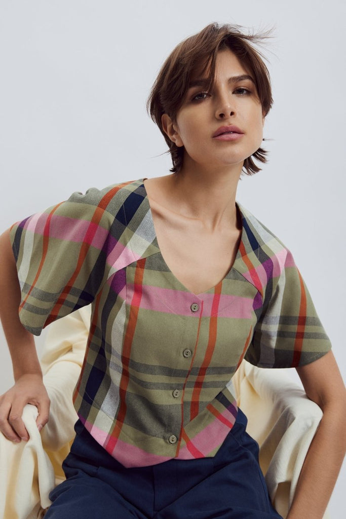 Eve Gravel Mavia Top - Pink Tartan (In Store) - Victoire BoutiqueEve GravelShirts & Tops Ottawa Boutique Shopping Clothing