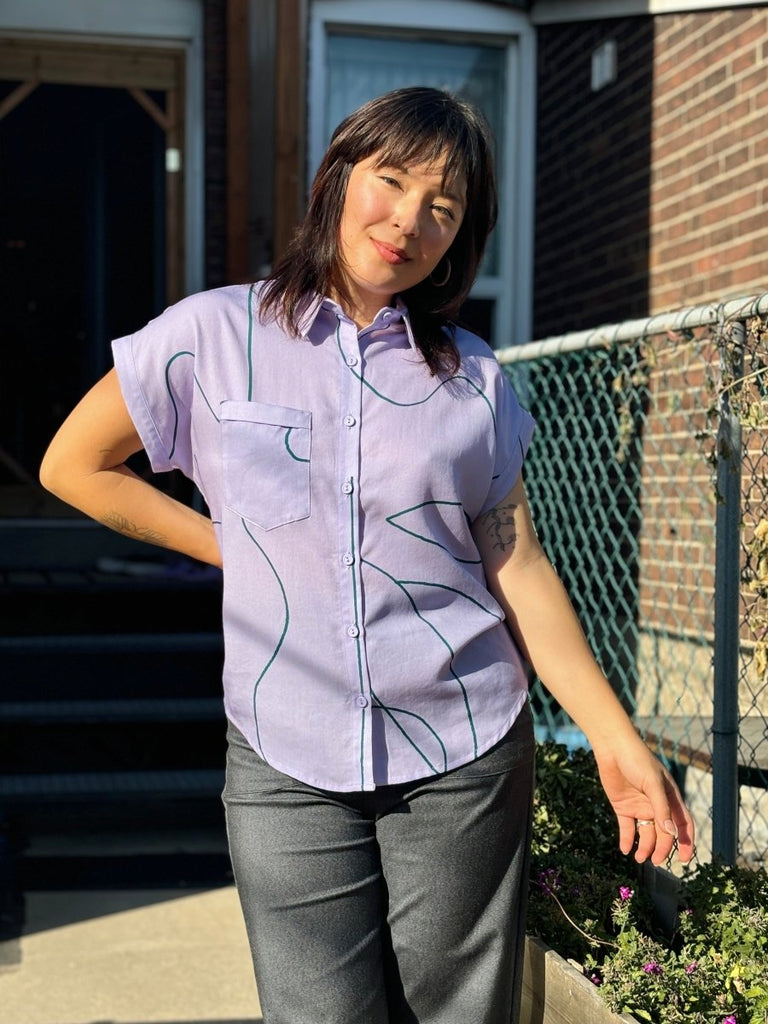 Eve Gravel Mawson Shirt - Lilac/Green (In - Store) - Victoire BoutiqueEve GravelTops Ottawa Boutique Shopping Clothing