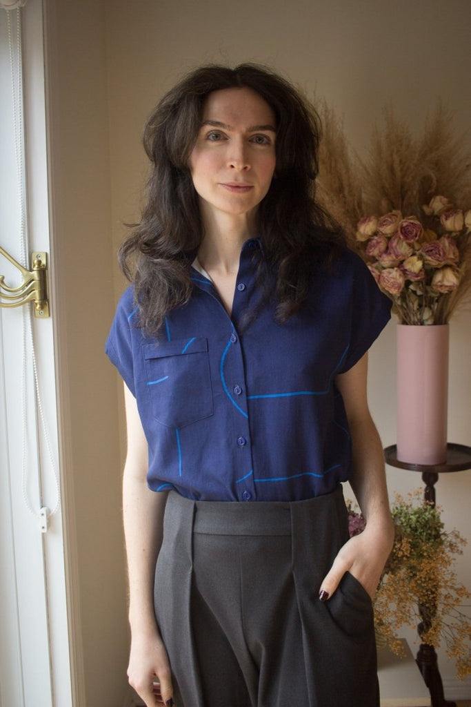 Eve Gravel Mawson Shirt - Navy/Royal Blue (In - Store) - Victoire BoutiqueEve GravelTops Ottawa Boutique Shopping Clothing