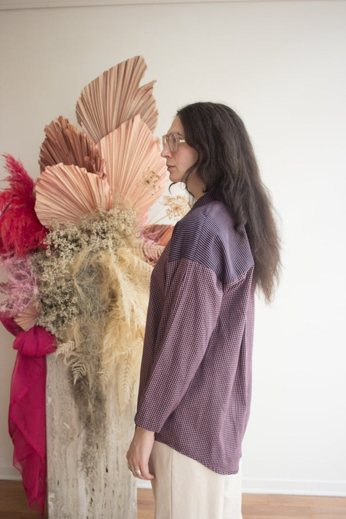 Eve Gravel Menika Shirt - Navy/Burgundy (Online Exclusive) - Victoire BoutiqueEve GravelShirts & Tops Ottawa Boutique Shopping Clothing