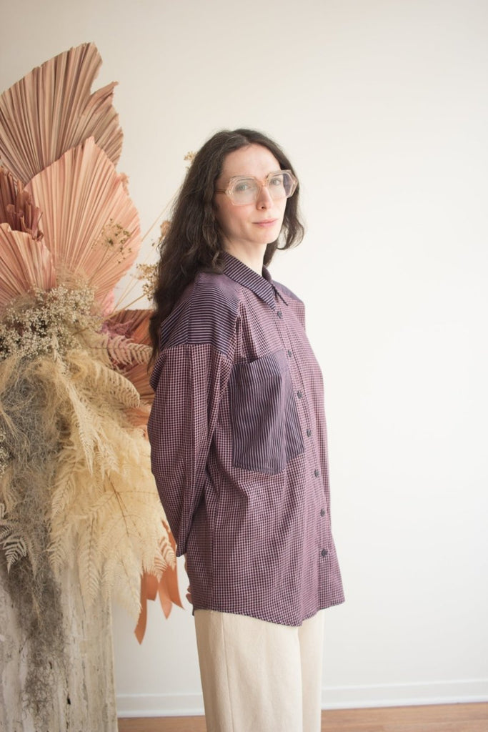 Eve Gravel Menika Shirt - Navy/Burgundy (Online Exclusive) - Victoire BoutiqueEve GravelShirts & Tops Ottawa Boutique Shopping Clothing