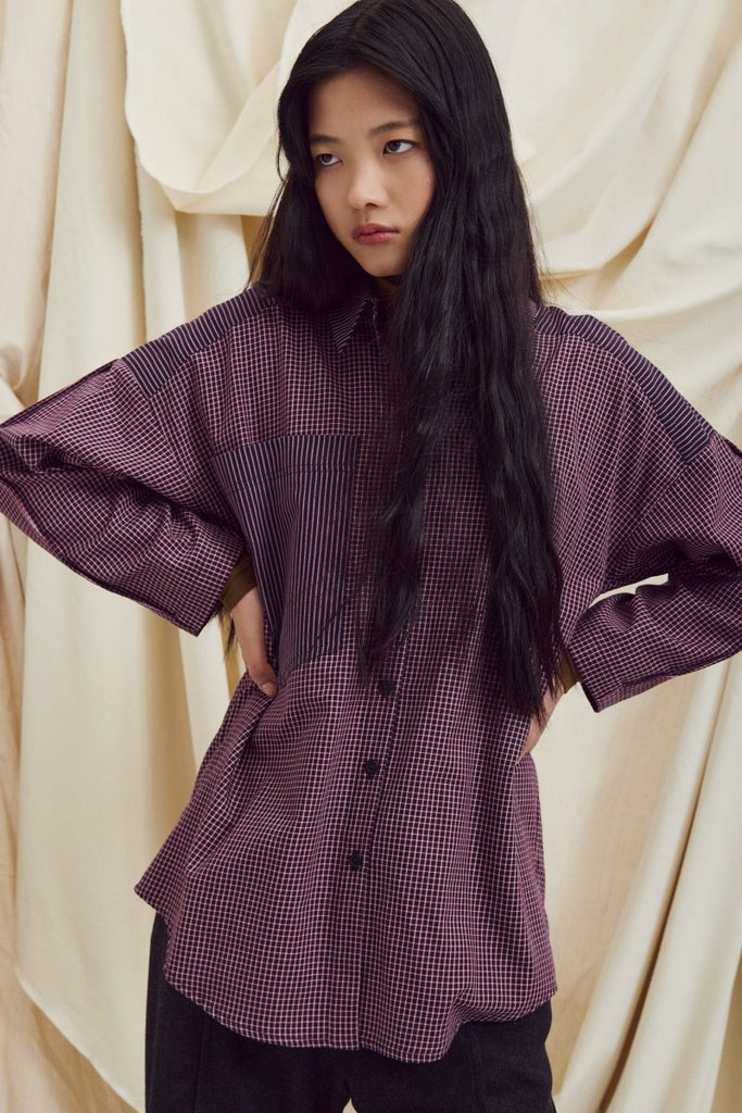 Eve Gravel Menika Shirt - Navy/Burgundy (Online Exclusive) - Victoire BoutiqueEve GravelShirts & Tops Ottawa Boutique Shopping Clothing