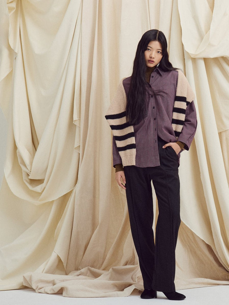 Eve Gravel Menika Shirt - Navy/Burgundy (Online Exclusive) - Victoire BoutiqueEve GravelShirts & Tops Ottawa Boutique Shopping Clothing