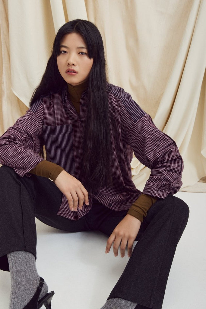 Eve Gravel Menika Shirt - Navy/Burgundy (Online Exclusive) - Victoire BoutiqueEve GravelShirts & Tops Ottawa Boutique Shopping Clothing