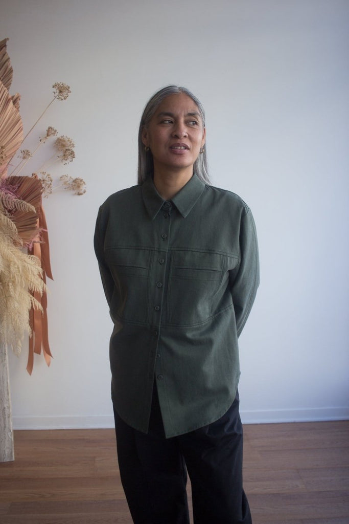 Eve Gravel Pompei Overshirt - Khaki (In Store) - Victoire BoutiqueEve GravelShirts & Tops Ottawa Boutique Shopping Clothing