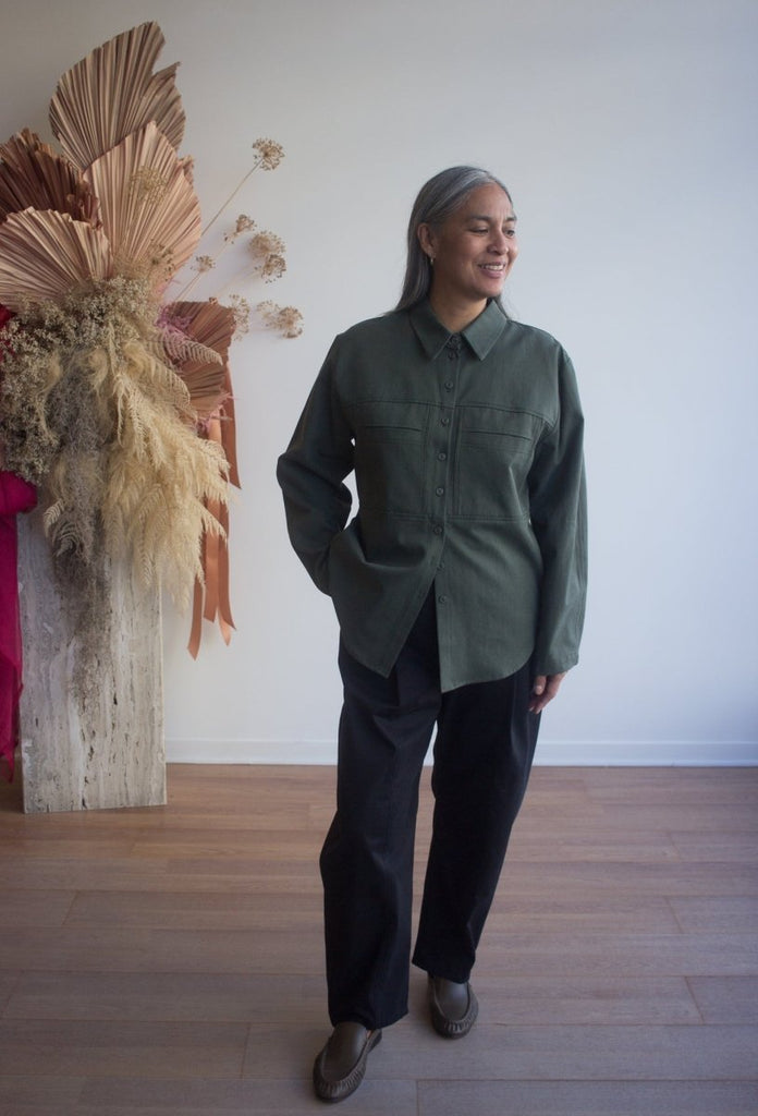 Eve Gravel Pompei Overshirt - Khaki (In Store) - Victoire BoutiqueEve GravelShirts & Tops Ottawa Boutique Shopping Clothing