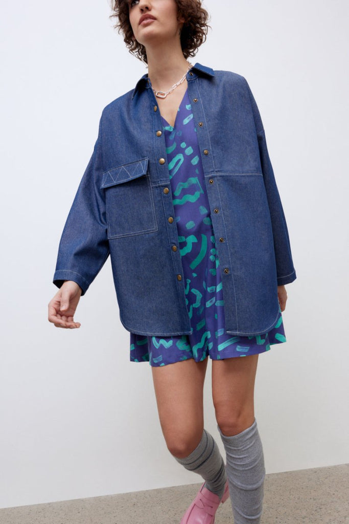 Eve Gravel Torra Shirt - Denim (Online Exclusive) - Victoire BoutiqueEve GravelTops Ottawa Boutique Shopping Clothing