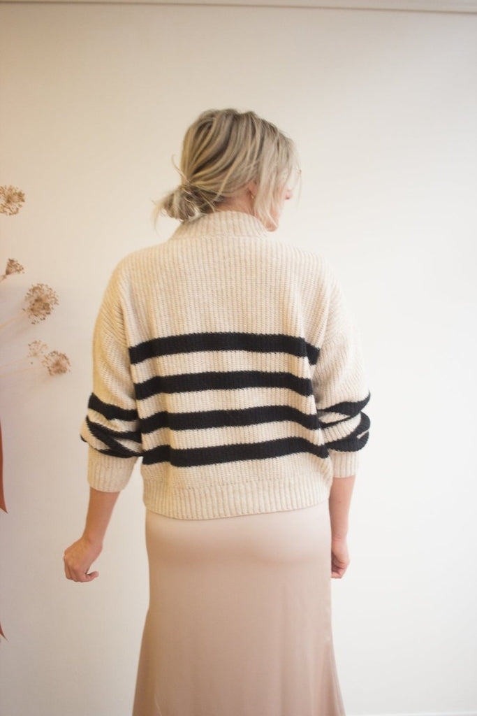 Eve Gravel Yalla Knit - Black Stripe (In - Store) - Victoire BoutiqueEve Gravelknits Ottawa Boutique Shopping Clothing