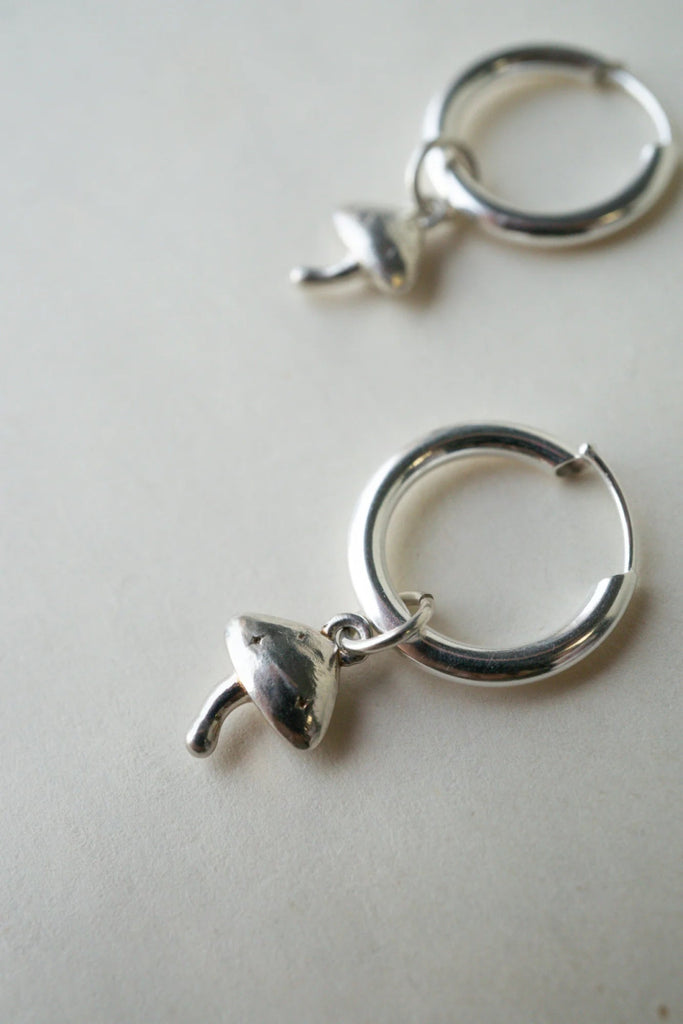 Foe & Dear Mushroom Charm Hoops (Silver) - Victoire BoutiqueFoe & DearEarrings Ottawa Boutique Shopping Clothing