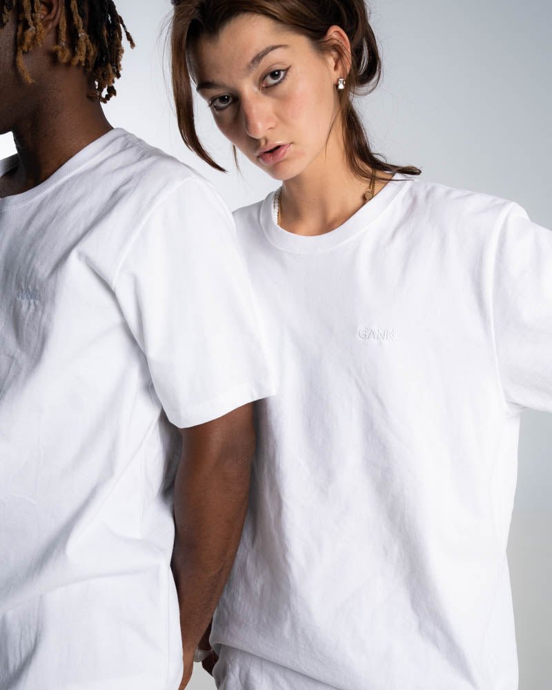 Gank Tone on Tone Embroidered Cropped T-Shirt (White) - Victoire BoutiqueGankDresses Ottawa Boutique Shopping Clothing