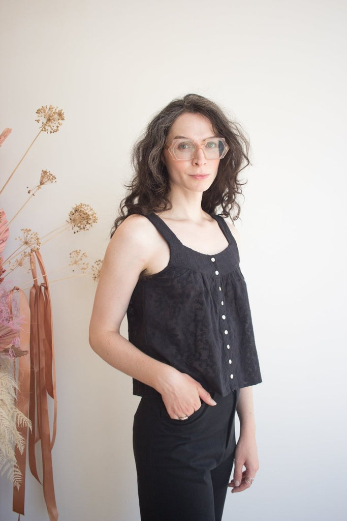 Harly Jae Nightie Tank (Noir Embroidery) - Victoire BoutiqueHarly JaeTops Ottawa Boutique Shopping Clothing