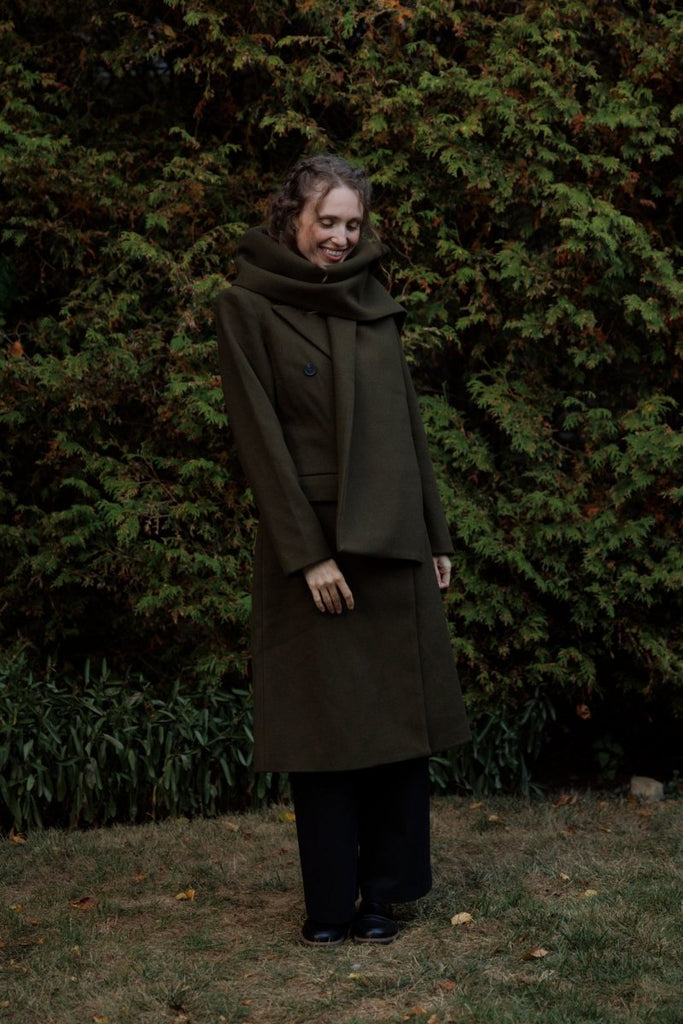 Hilary MacMillan Peacoat with Scarf (Olive) - Victoire BoutiqueHilary MacMillanOuterwear Ottawa Boutique Shopping Clothing