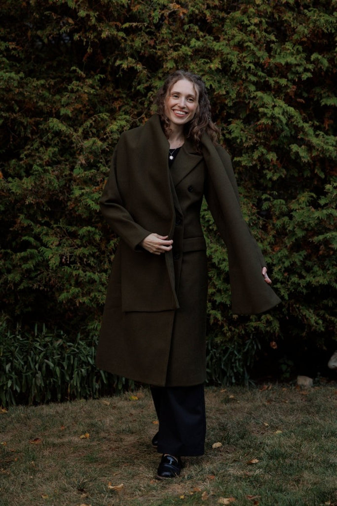 Hilary MacMillan Peacoat with Scarf (Olive) - Victoire BoutiqueHilary MacMillanOuterwear Ottawa Boutique Shopping Clothing