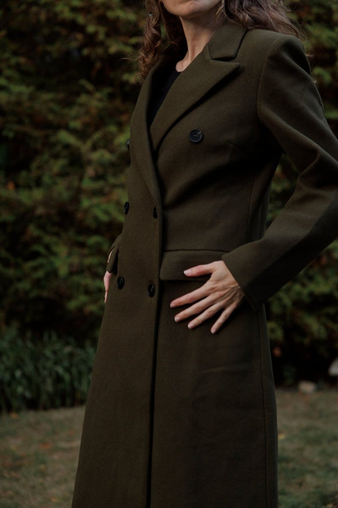Hilary MacMillan Peacoat with Scarf (Olive) - Victoire BoutiqueHilary MacMillanOuterwear Ottawa Boutique Shopping Clothing