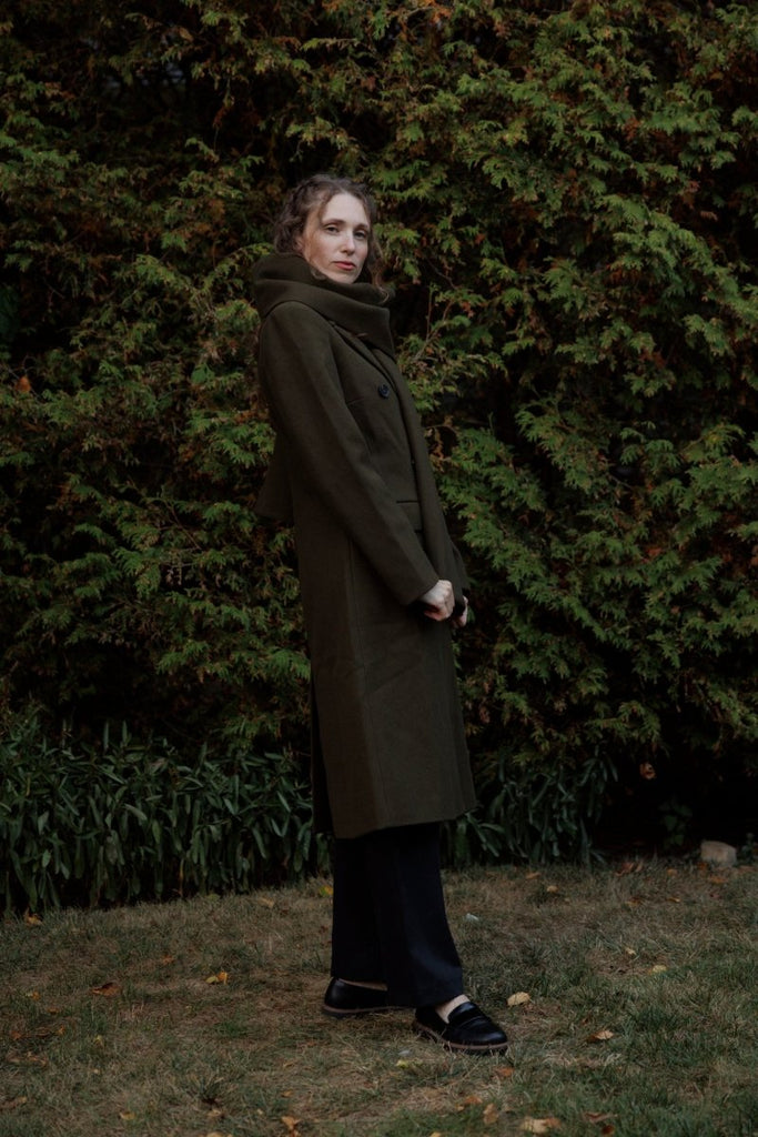 Hilary MacMillan Peacoat with Scarf (Olive) - Victoire BoutiqueHilary MacMillanOuterwear Ottawa Boutique Shopping Clothing