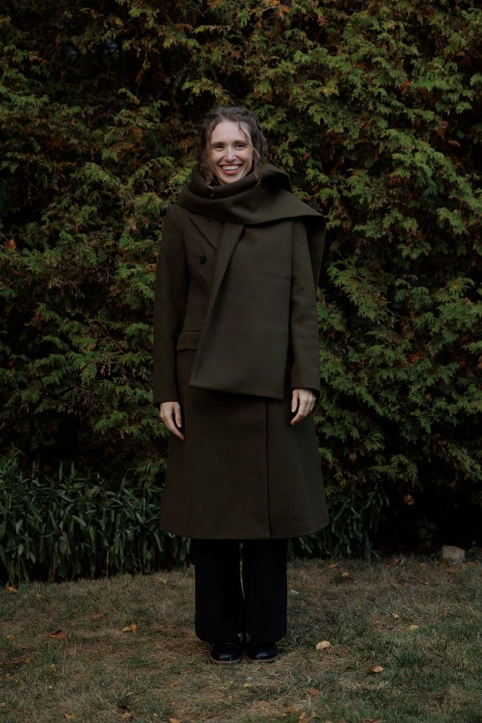 Hilary MacMillan Peacoat with Scarf (Olive) - Victoire BoutiqueHilary MacMillanOuterwear Ottawa Boutique Shopping Clothing