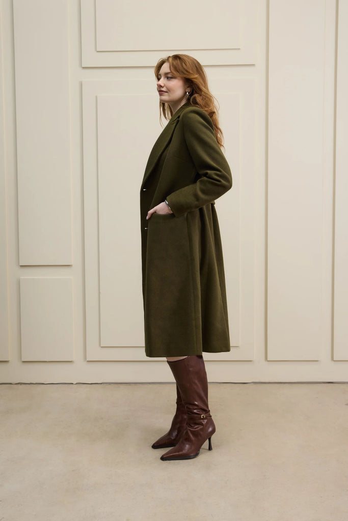 Hilary MacMillan Peacoat with Scarf (Olive) - Victoire BoutiqueHilary MacMillanOuterwear Ottawa Boutique Shopping Clothing