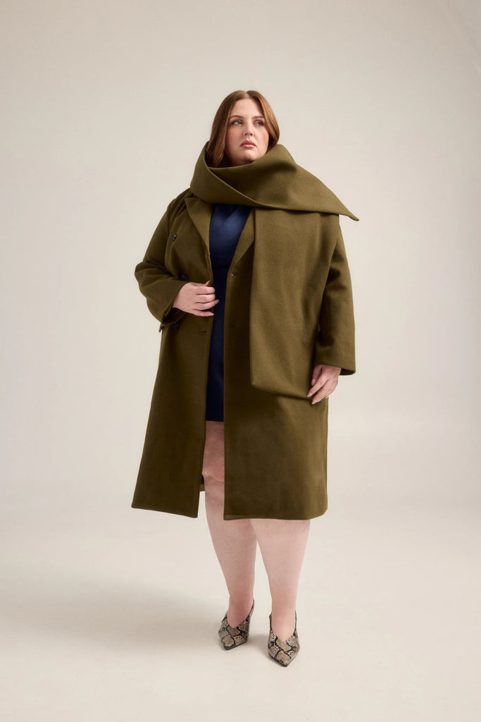 Hilary MacMillan Peacoat with Scarf (Olive) - Victoire BoutiqueHilary MacMillanOuterwear Ottawa Boutique Shopping Clothing