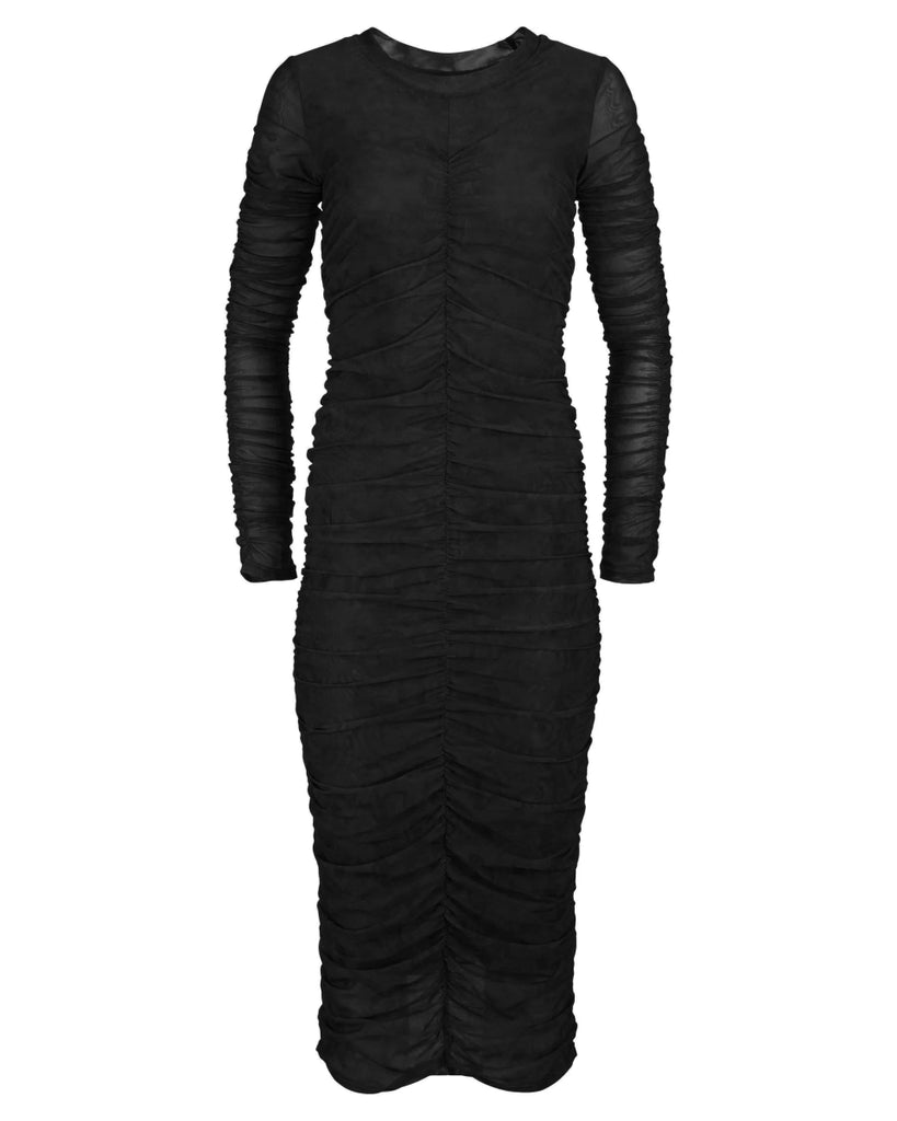 Hilary MacMillan Ruched Sleeve Mesh Dress (Black) - Victoire BoutiqueHilary MacMillanDresses Ottawa Boutique Shopping Clothing